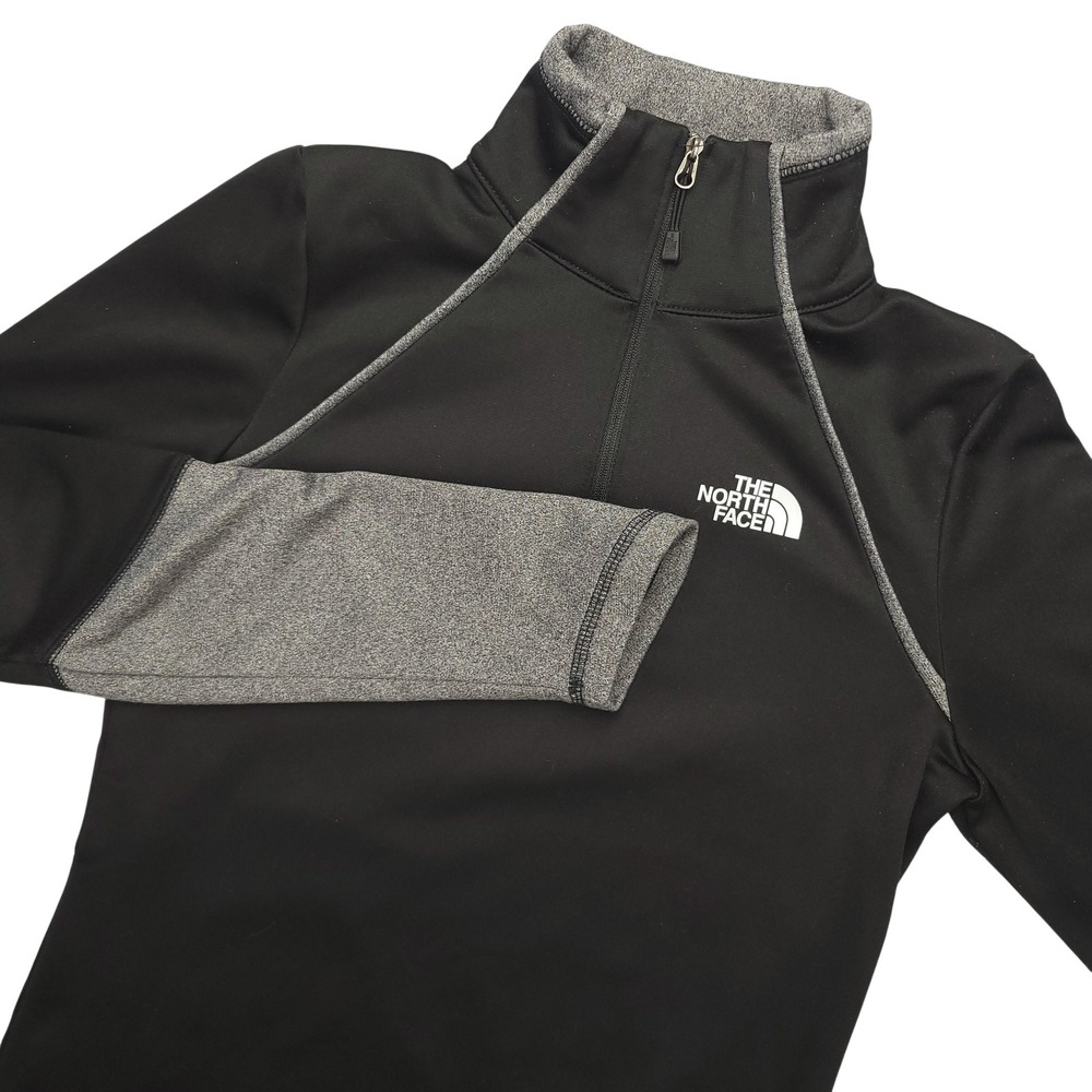 North Face Pumori Fleece Womens XS Black Gray Colorblock 1/4 Zip Long Sleeve Top
